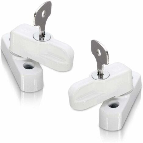 Bloqueurs de porte et fenêtre PVC à guillotine – Lot de 2 – Verrouillage sécurisé avec finition zinc moulé blanc