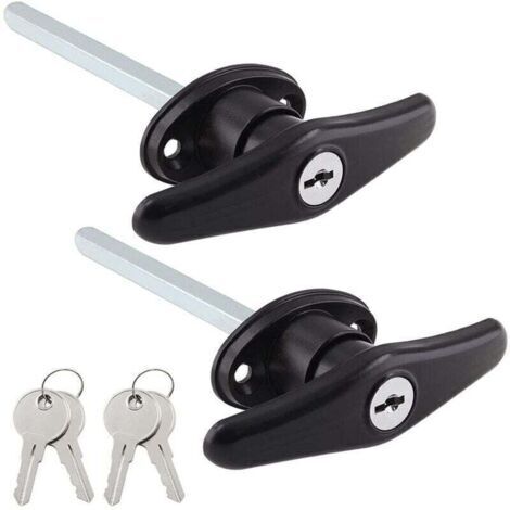 Serrure T pour capote de camping-car, serrure T-handle de remplacement pour canopy avec 4 clés, en alliage de zinc noir. (1/4)