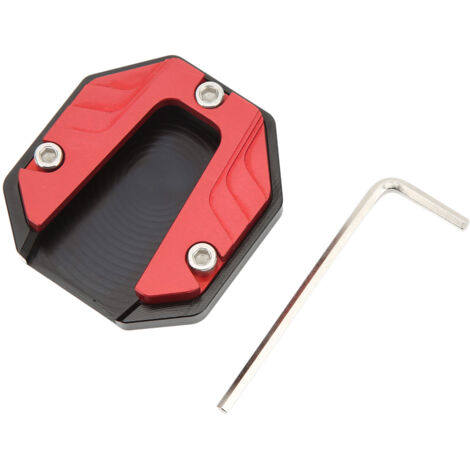 Plaque de pied pour béquille latérale moto [Aluminium haute résistance] [Rouge] [Kit complet avec clé]