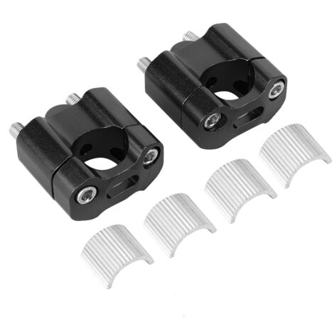 Lot de 2 supports de guidon moto CNC aluminium 28mm/22mm (7/8in/1 1/8in) monture adaptable - Noir (1/5)