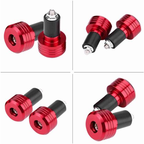 Embouts de Manche de Moto Aluminium Universals 22mm Bouchons de Poignée Red Pair (1/5)