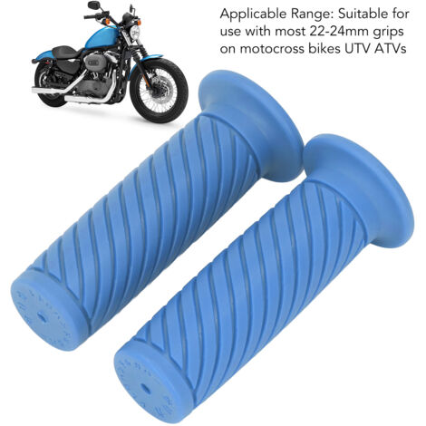 Poignées de Motocross Antidérapantes TPR Bleu - Kit 2 pièces, Diamètre 22/24mm, pour Moto, ATV, UTV - Confort et Absorption des Vibrations (1/5)