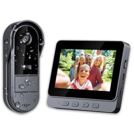 Visiophone extérieur sans fil avec caméra 1080P IP67 – Écran 4,3'' – Vision nocturne – 170°
