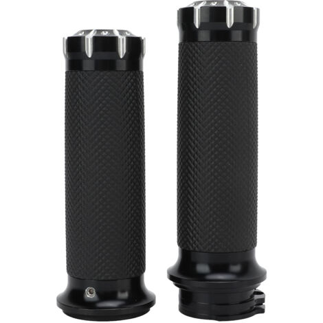 Poignées de guidon 25mm moto avec throttle assist électrique, paire 2 pièces aluminium alliage et caoutchouc antidérapant, modèle universel vélo motocyclette (1/5)