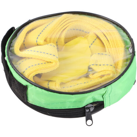 【Towing strap】 EZRecover - Heavy-duty 5-ton nylon tow rope with forged hooks, yellow, 4m length, for cars, trucks, ATVs, SUVs, emergency vehicle recovery (1/5)