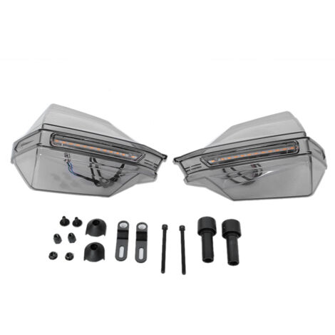 Protecteur de Manche Moto LED avec Lumière Bleue et Jaune - Modèle Universel 280mm/165mm - Ensemble 2 Pièces Wind Deflector PP Plastique (1/5)