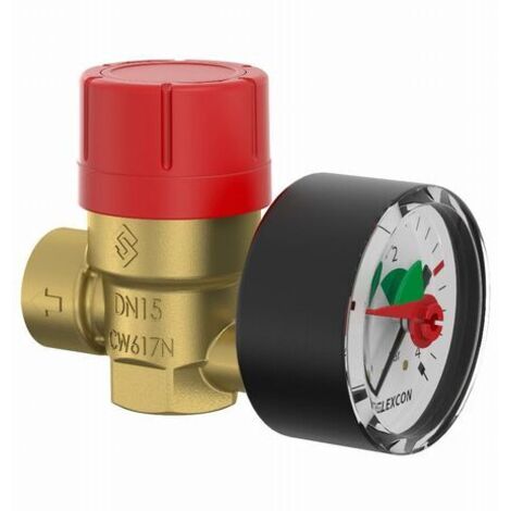 Soupape de sécurité PRESCOMANO 3/4 NF 3BAR avec manomètre intégré pour chauffage ou refroidissement