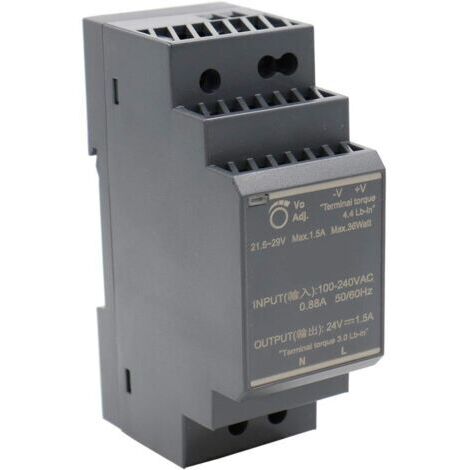 Bloc d'alimentation rail DIN 24 VDC 1,5 A 30 W - Protection courts-circuits et surcharges - Plage température -30°C à +70°C (1/5)
