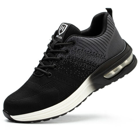 Chaussures de sécurité légères et respirantes - chaussures de travail confortables, antidérapantes et respirantes - embout en acier 220J - noir et gris, 39 EU, adaptées aux chantiers de construction e (1/5)