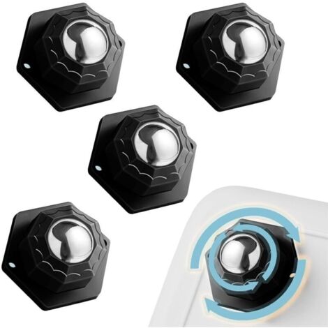 Roulettes pour meubles 200kg, 4 pièces, ABS, acier nickelé, adhésives et vissables (1/4)