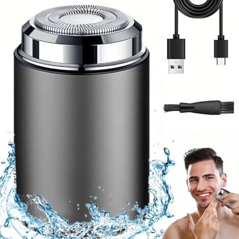 Rasoir électrique portable rechargeable, mini nettoyage en profondeur avec technologie 3D, étanche multifonction en aluminium gris (1/4)