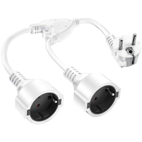 Adaptateur prise Schuko 2 voies 16A/250V Max en blanc (1/5)