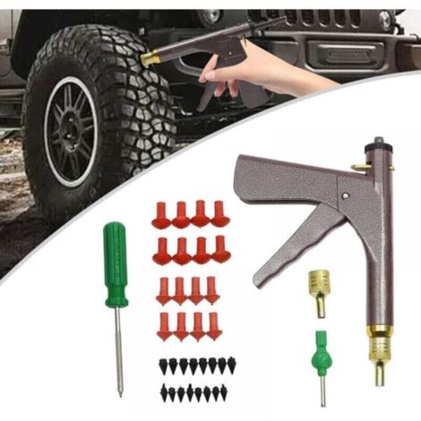 Kit de réparation de pneu sans chambre à air avec bouchons champignons - Compatible moto, voiture, camion et tracteur (1/4)