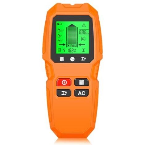 Détecteur mural professionnel 5 en 1 avec écran LCD pour bois, métal et câbles électriques (orange)