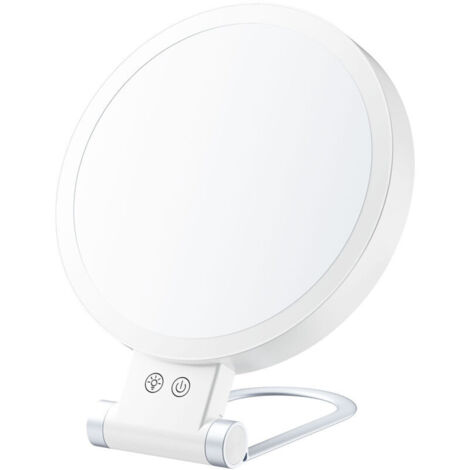 Miroir Cosmétique Lumineux Grossissant Double Face 30X/1X LED Rechargeable Portable avec Support Pivotant (1/3)