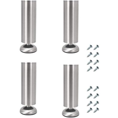 Pieds de meuble réglables en acier inoxydable - Lot de 4 - 25 cm de hauteur pour TV et canapé - Charge 100 kg (1/4)