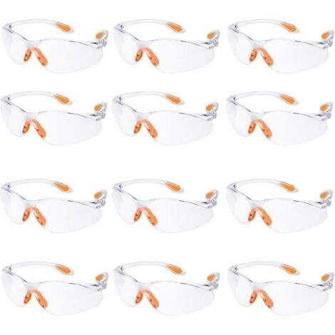 Lunettes de sécurité de travail Lot de 12 avec lentilles transparentes anti-buée pour jardin, laboratoire et chimie. (1/4)