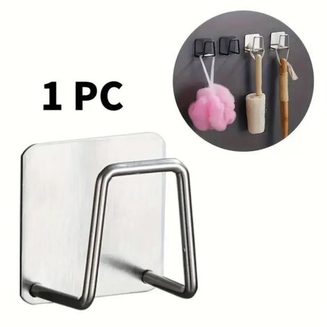4-piece sponge storage rack for stainless steel kitchenware, sinks, steel wool, scouring pads, spoons, spatulas, and drainers – no drilling required. (1/5)