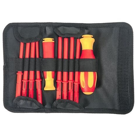Insulated Screwdriver Set for Electricians – Non-Slip Electrical Tools Kit Slotted and Flat Heads – 10-Piece Household Repair Tool Set (1/5)
