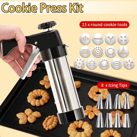 Cookie press, cookie extruder, butter piping gun, piping nozzle, melt-in-your-mouth baking tools, household kit molds (1/5)