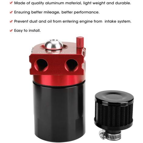 Catch Tank Réservoir Breather Can 300ML - Filtre Air/Oil Universal Accessoire (Rouge Noir) (1/5)