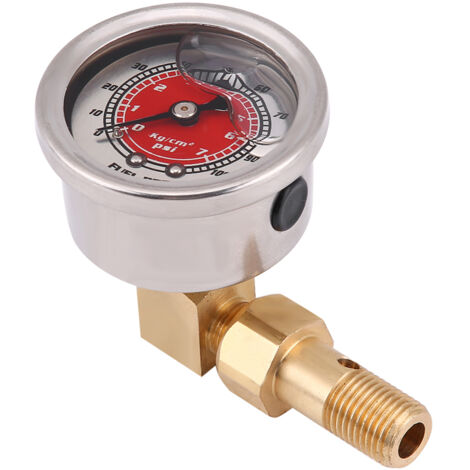 Manomètre pour régulateur de pression de carburant adaptateur avec liquide indicatrice de 0 à 100 PSI rouge kit (1/5)
