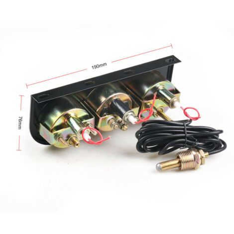 2" 52mm 3 en 1 triple gauge kit moniteur pression d'huile température d'eau niveau de carburant emballage renforcé pour automobile (1/5)