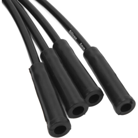 Jeu de fils de bougie 8mm 1m haute performance stable pour véhicules 4 cylindres classiques noir