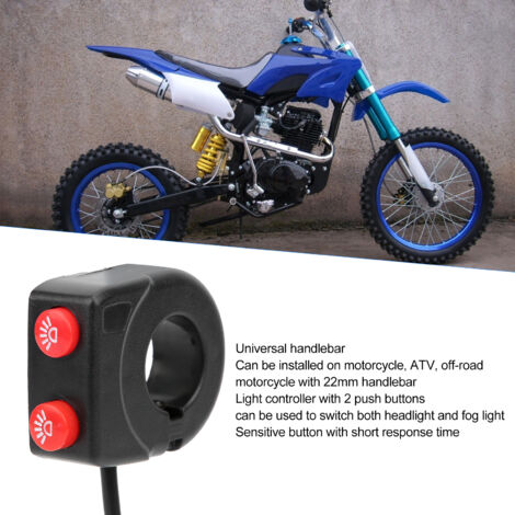 Commutateur universel de phare moto pour barre de guidon, bouton contrôle 22mm ON/OFF