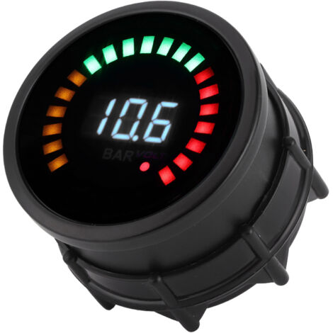 Jauge turbo voltmètre LED 52mm affichage digital double fonction 12V cadre noir (1/5)