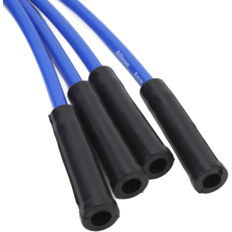 Jeu de fils d'allumage haute performance 8mm 1m pour véhicules 4 cylindres, couleur bleue