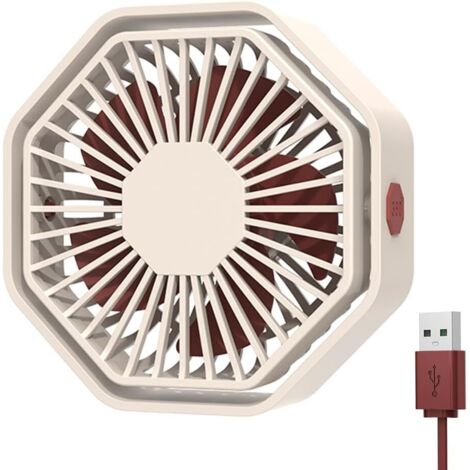 Mini Ventilateur Puissant, Ventilateur Silencieux Portable, 3 Vitesse Petit Ventilateur Table Pour La Chambre, Bureau, Domair(Rotation 360°,Alimenté par USB),Blanc