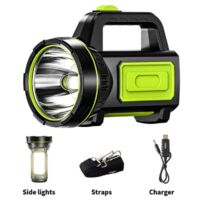Lampe torche LED rechargeable USB puissante de mAh avec lumière latérale, lampe torche étanche pour randonnée d'urgence, chasse en camping (avec lumière latérale)