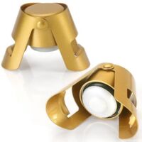 Champagne stopper with stainless steel, decorative vacuum stopper for champagne saving with food-grade silicone, 2 pcs (gold)