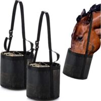 Lot de 2 sacs à foin pour chevaux - Sacs d'alimentation muselés en nylon avec maille respirante et sangles réglables