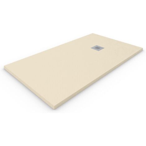 Receveur de douche en résine extra-plate ALLSTONE - Toutes les tailles - 6 couleurs - Bonde et grille cadeau - Crème Ral 1015 90X170 CM (1/5)