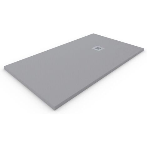 Receveur de douche en résine extra-plate ALLSTONE - Toutes les tailles - 6 couleurs - Bonde et grille cadeau - Gris Ciment Ral. 7037 100X140 CM (1/5)