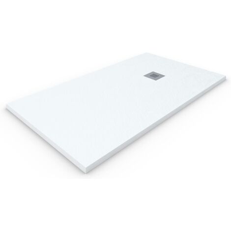 Receveur de douche en résine extra-plate ALLSTONE -  Toutes les tailles - 6 couleurs - Bonde et grille cadeau - Blanc Ral. 9003 90X100 CM (1/5)