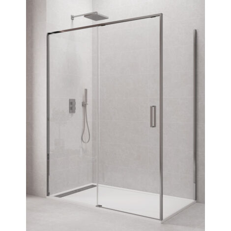 Cabine Paroi de douche angulaire ALLSTONE CETUS 1+1 avec côté fixe, sans profil inférieur 145x70 cm profil Chrome (1/4)