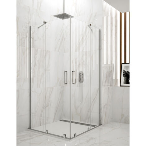 Cabine Paroi de douche angulaire ALLSTONE HIDRA 2+2, sans profil inférieur ni supérieur 130x75 cm (1/4)