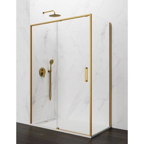 Paroi de douche d'angle ABANTE (TWENTY) 1+1 avec paroi latérale fixe 180x90 cm Or (1/4)