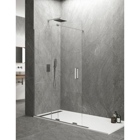 Cabine - Paroi de douche WALK IN KERES 1+1 sans profilés supérieurs et inférierus. Verre de 8 mm 160 cm (1/4)