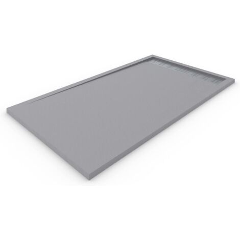 Receveur de douche en résine avec cadre PREMIUM ALLSTONE - Toutes les tailles - 6 couleurs - Bonde et grille cadeau - Gris Ciment Ral. 7037 80X150 CM (1/5)
