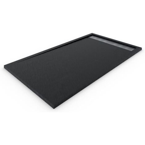 Receveur de douche en résine avec cadre PREMIUM ALLSTONE -  Toutes les tailles - 6 couleurs - Bonde et grille cadeau - Noir Ral. 9005 90X190 CM (1/5)