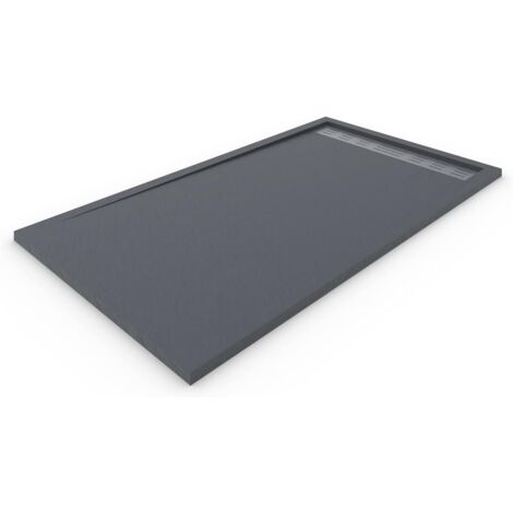 Receveur de douche en résine avec cadre PREMIUM ALLSTONE - Toutes les tailles - 6 couleurs - Bonde et grille cadeau - Graphite Ral 7015 80X150 CM (1/5)