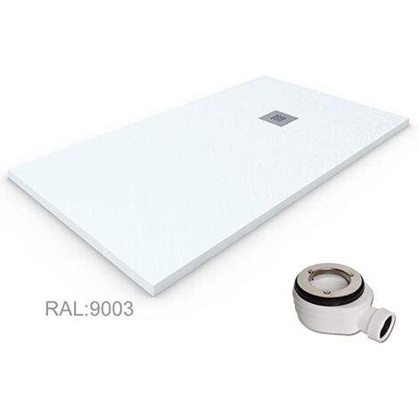 Receveur de douche en Résine extra-plat QUARTZ. Texture Ardoise. Blanc RAL: 9003 80X130CM