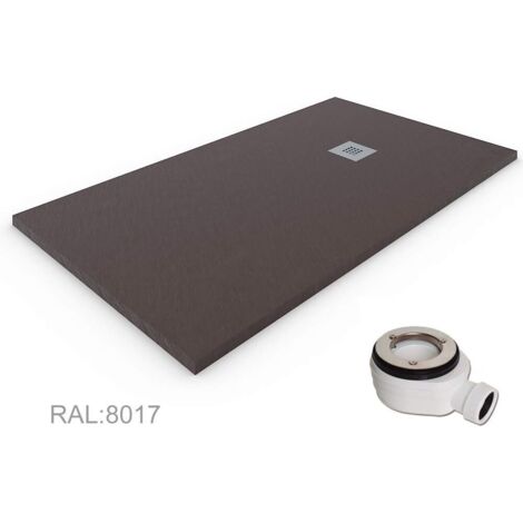 Receveur de douche en Résine extra-plat QUARTZ. Texture Ardoise. Marron chocolat RAL: 8017 90X180CM (1/5)
