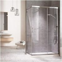 PAROI DE DOUCHE avec CÔTÉ FIXE - 1 PORTE COULISSANTE et 1 PANNEAU fixe TRANSPARENT 80X120CM