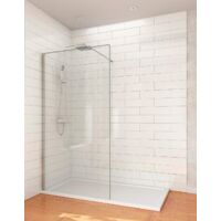 Paroi de douche avec panneau fixe Walk-in Réversible profil noir 90CM transparent