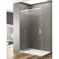 Cabine Paroi de douche d'angle 1+1 ALLSTONE BASIC Avec côté fixe, Sans profil inférieur, 5 couleurs de profilés, 2 types de verre 6mm en aluminium profil Chrome 170x80 cm verre Transparent